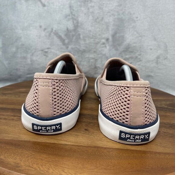 Sperry Sneakers Womens 8 Pink Pier Side Perforated Leather Slip On Boat Shoes - Picture 6 of 16